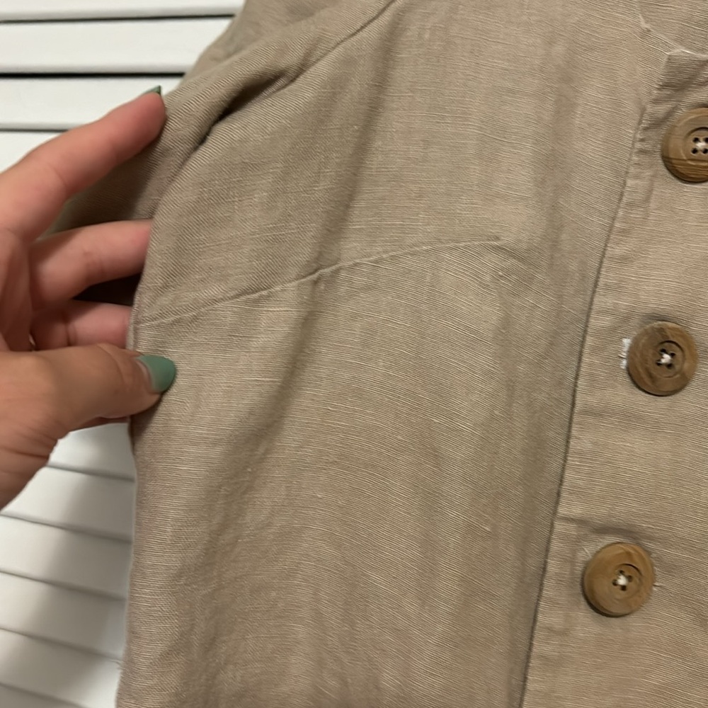 Handmade Button-Front Square Neck Linen Top - Picture 5 of 5